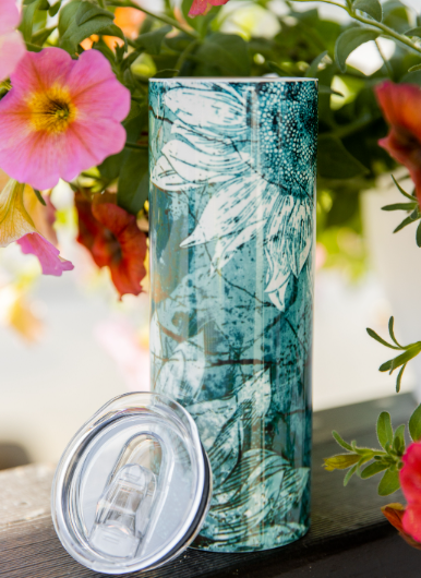 20 oz Blue Sunflower Skinny Tumbler - KLM