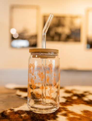 Cactus Glass w/ Lid and Straw