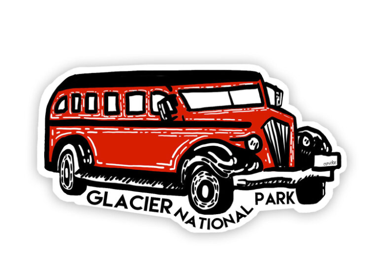 Glacier National Park Red Jammer Bus Sticker