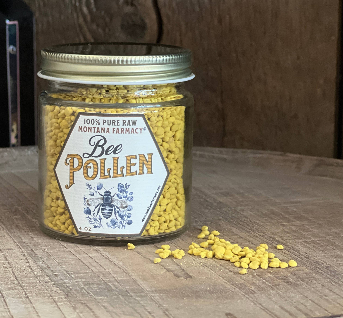 Montana Farmacy Bee Pollen 4oz Small Glass Jar