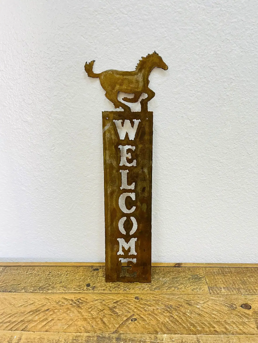 Horse Welcome Sign, Metal Wall Sign